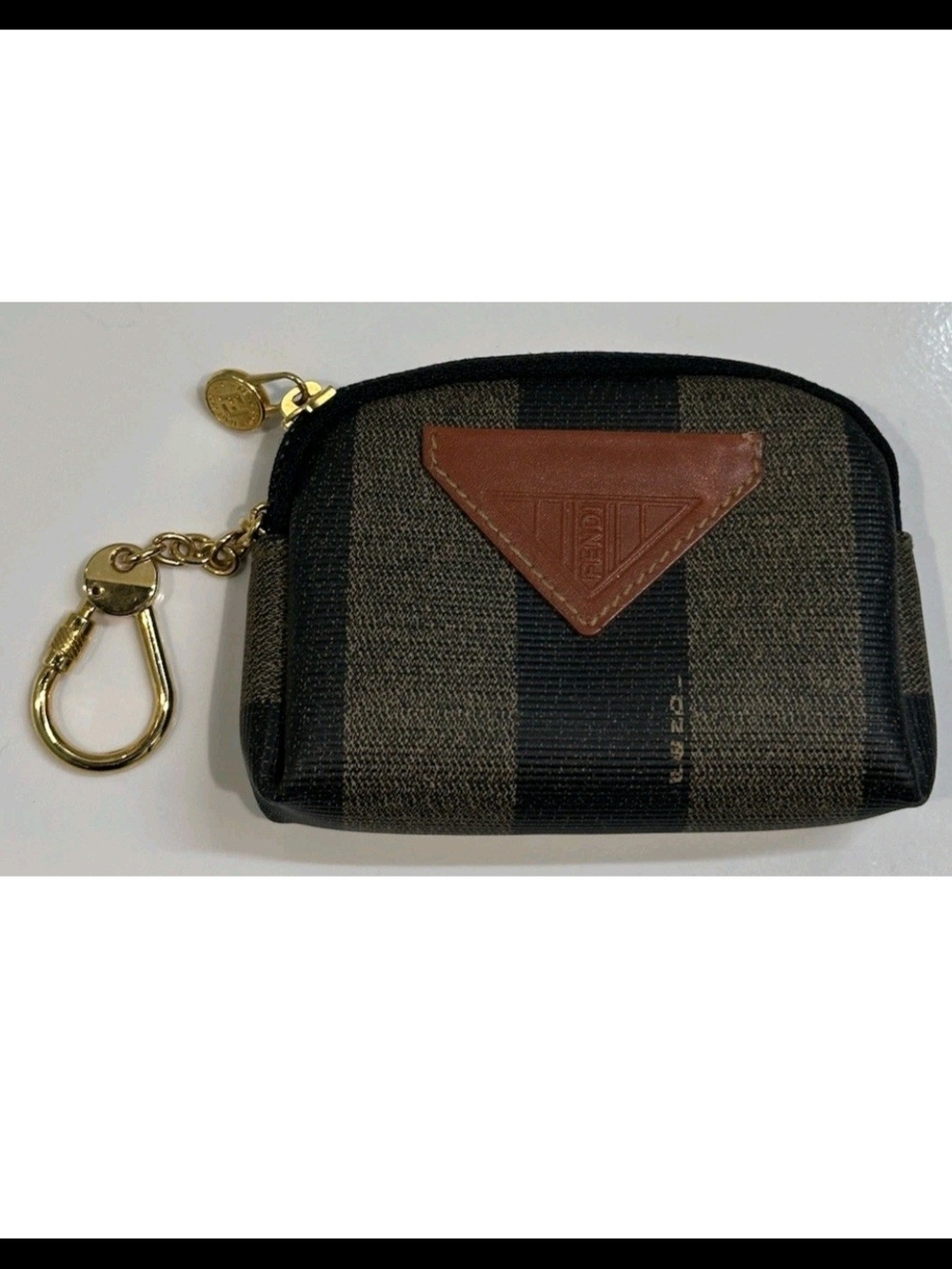 Fendi Vintage Stripe Coin Purse With Gold Clip
